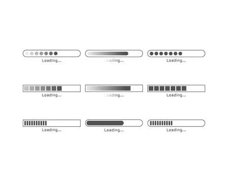Collection Loading bar status icon. Vector illustration. Set of vector load.. Illustrazione stock