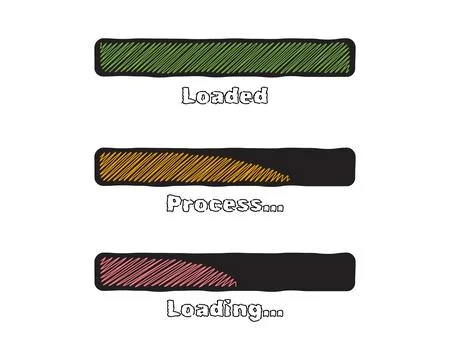 Collection Loading bar status icon. Vector illustration. Set of vector load.. Stock Illustration