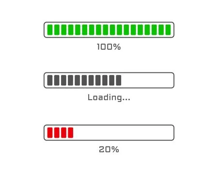 Collection Loading bar status icon. Vector illustration. Set of vector loaded Illustrazione stock