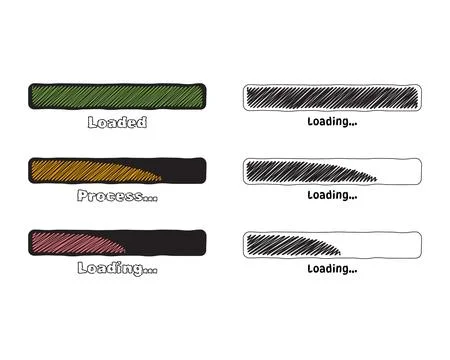 Collection Loading bar status icon. Vector illustration. Set of vector load.. Stock Illustration