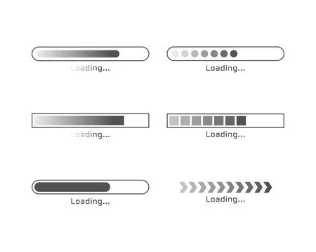 Collection Loading bar status icon. Vector illustration. Set of vector load.. Stock Illustration