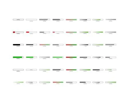Collection Loading bar status icon. Vector illustration. Set of vector load.. Ilustración de archivo