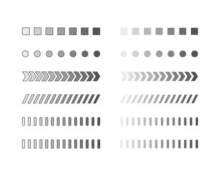 Collection Loading bar status icon. Vector illustration. Set of vector load.. Illustrazione stock