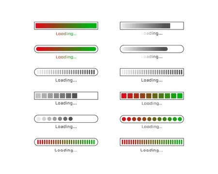 Collection Loading bar status icon. Vector illustration. Set of vector load.. Stock Illustration
