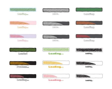 Collection Loading bar status icon. Vector illustration. Set of vector load.. Ilustración de archivo