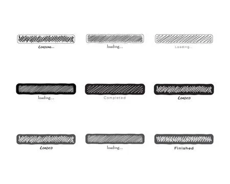 Collection Loading bar status icon. Vector illustration. Set of vector loaded Stock Illustration