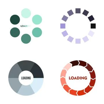 Collection of loading icons for user interface design Stock Illustration