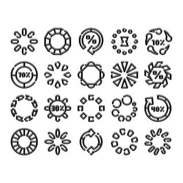 Collection of loading indicator icon set Stock Illustration