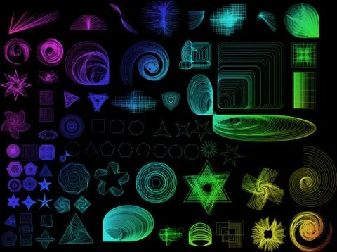 Collection of lots of different abstract shapes. these can be used in all sor Illustrazione stock