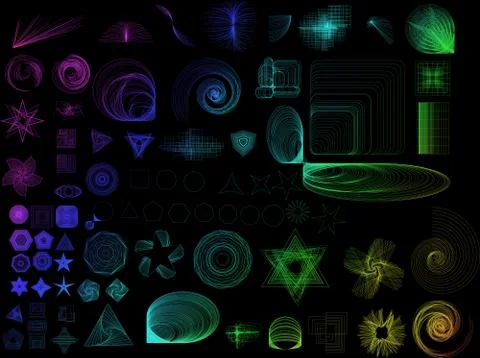 Collection of lots of different abstract shapes. these can be used in all sor Illustrazione stock