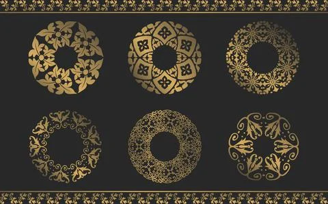 Collection of luxurious ornament circle patterns Stock Illustration