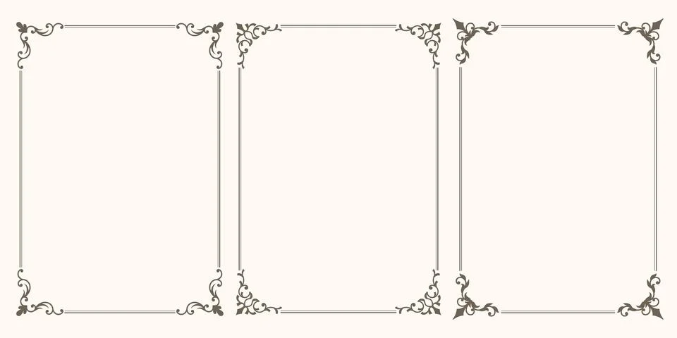 Collection of luxury frames, borders and corners with ornate swirls. イラスト素材