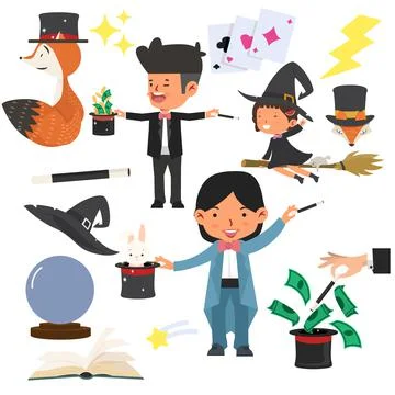 Collection of Magic Objects set Illustrazione stock