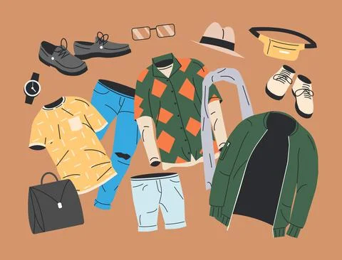 Collection of Man Wardrobe. Stock Illustration