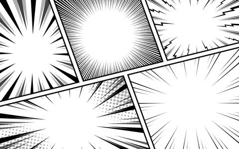 Collection of manga comic motion line effect backgrounds. Stock Illustration