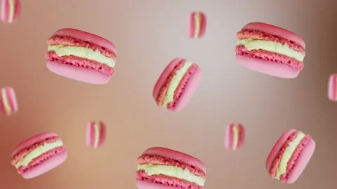 Collection of many different diameters sweet Pink macaroons. 4k - Valentine's Stock Footage 168618834