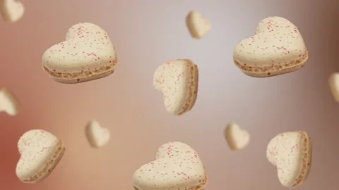Collection of many different diameters vanilla macaroons flying and wiggle. Stock Footage 168620797