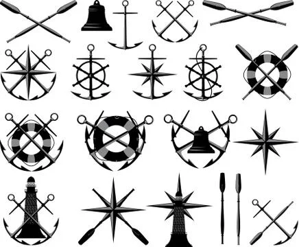 Collection maritime attributes Illustrazione stock