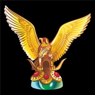 Collection of mascots: golden statue of an eagle Stock Illustration