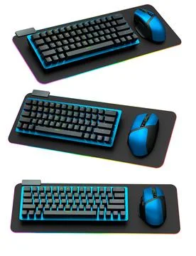 Collection of mechanical keyboards and mouse isolated on white background w.. Stock Illustration