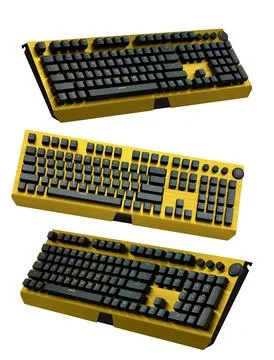 Collection of mechanical keyboards isolated on white background with clippi.. Stock Illustration
