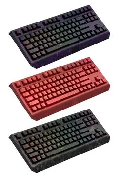 Collection of mechanical keyboards isolated on white background with clippi.. Stock Illustration