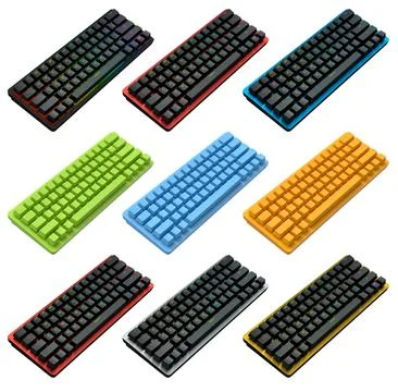 Collection of mechanical keyboards isolated on white background with clippi.. Stock Illustration