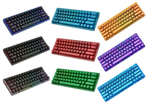Collection of mechanical keyboards isolated on white background with clippi.. Stock Illustration
