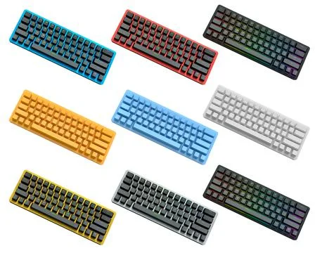 Collection of mechanical keyboards isolated on white background with clippi.. イラスト素材