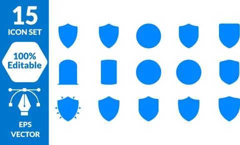 A Collection of Medieval Shield Icon Designs for Graphic Design Projects Stock Illustration