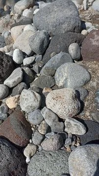 A collection of medium-sized river rocks is usually used as a mixture of bu.. Stock Photos