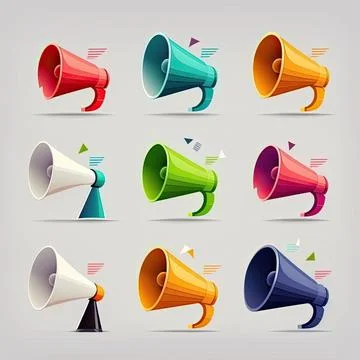 Collection of megaphone, vector illustration, white background Stock Illustration