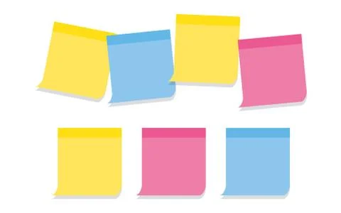 Collection of memo note-papers in various colors Stock Illustration