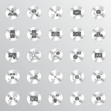 A collection of metallic circular icons Illustrazione stock