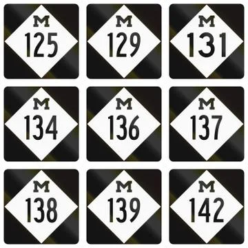Collection of Michigan Route shields used in the United States Stock-Illustration