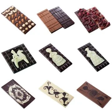 Collection of milk chocolate bar with pattern Collection of milk chocolate... Stock Photos