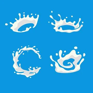 Collection of milk splashes vector Stock Illustration