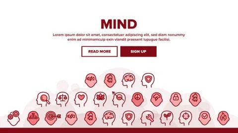 Collection Mind Elements Vector Sign Icons Set Illustrazione stock