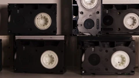 Collection of Mini DV Cassette Tapes Panning Stock Footage 274627255
