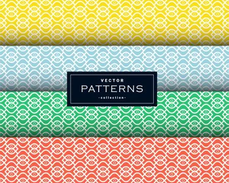 Collection of minimal geometric pattern set in four colors Stock Illustration