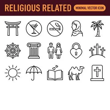 Collection of minimal vector icons representing religious and cultural symb.. Stock-Illustration