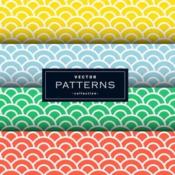 Collection of minimal wave pattern set in four colors Stock Illustration