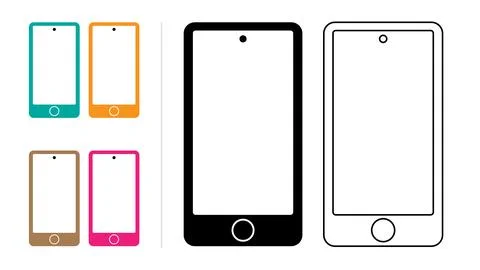 Collection of Minimalist Smartphone Device Templates and Icons Stock Illustration