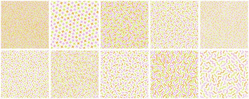 Collection of minimalistic seamless geometric patterns. Bright vector trendy イラスト素材