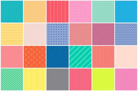 Collection of minimalistic striped seamless patterns. Bright colorful prints 库存插图