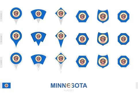 Collection of the Minnesota flag in different shapes and with three differe.. Stock Illustration