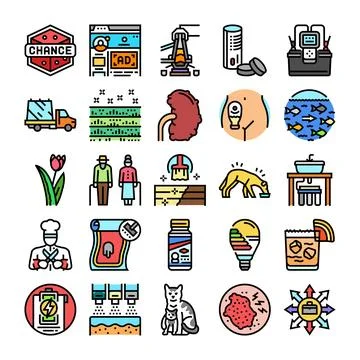 Collection of miscellaneous concepts and items icons vector set Stock Illustration