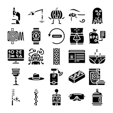 Collection of miscellaneous icons representing various concepts and objects Illustrazione stock