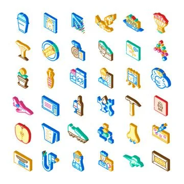Collection of miscellaneous isometric objects and design elements Stock Illustration