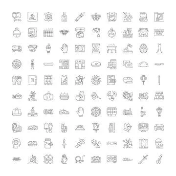 Collection of miscellaneous line art vector icons Illustrazione stock